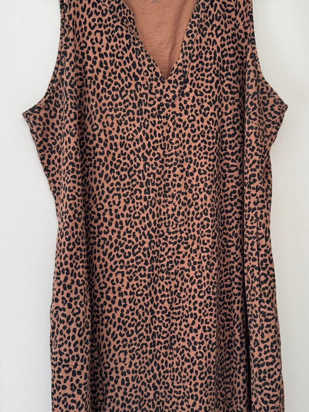Lands End Cotton Shift, Sleeveless, V Neck, Animal Print, Plus Size